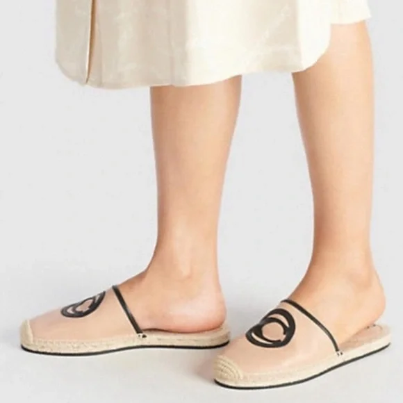 NEW Coach Channing Beechwood Chic Leather Espadrille Slides Mules Flats 9 - Picture 2 of 10